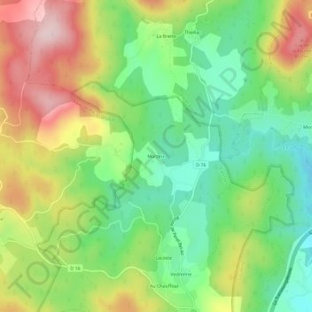 Mapa topográfico Marzeix, altitude, relevo