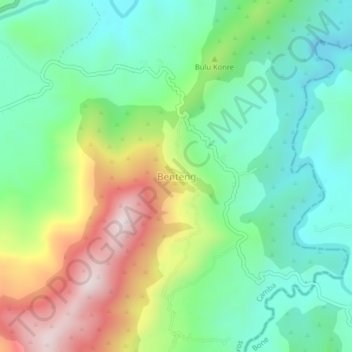 Mapa topográfico Benteng, altitude, relevo