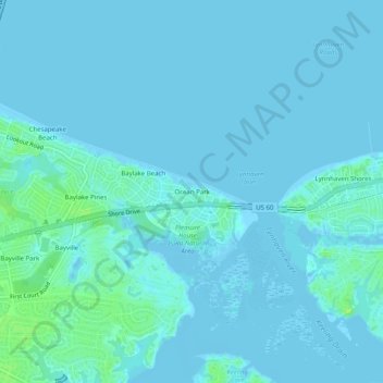 Mapa topográfico Ocean Park, altitude, relevo
