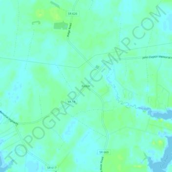Mapa topográfico Foster, altitude, relevo