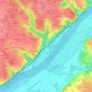 Mapa topográfico Les Mazères, altitude, relevo