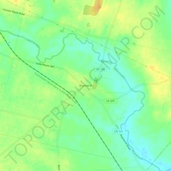 Mapa topográfico Raymond, altitude, relevo