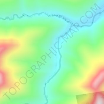 Mapa topográfico Bananeiras, altitude, relevo