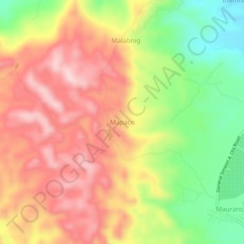 Mapa topográfico Mapaco, altitude, relevo