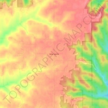 Mapa topográfico New Salem, altitude, relevo