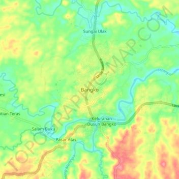 Mapa topográfico Bangko, altitude, relevo