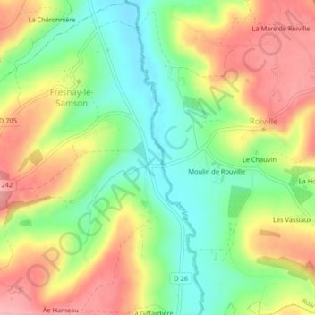 Mapa topográfico Fort Fresnay, altitude, relevo
