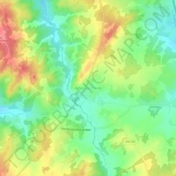 Mapa topográfico Aldeia da Ponte, altitude, relevo