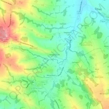 Mapa topográfico Heiligenbaum, altitude, relevo