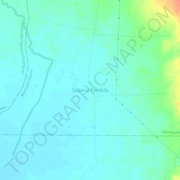 Mapa topográfico Sabana Perdida, altitude, relevo