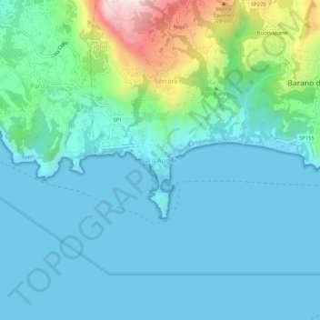 Mapa topográfico Sant Angelo, altitude, relevo