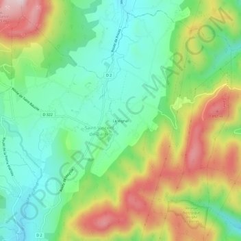 Mapa topográfico Le Vignal, altitude, relevo