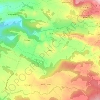 Mapa topográfico Eragne, altitude, relevo