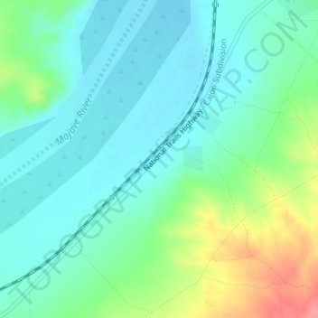 Mapa topográfico Hodge, altitude, relevo