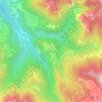 Mapa topográfico Camposilvano, altitude, relevo