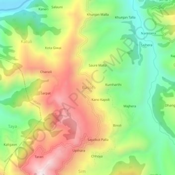 Mapa topográfico Basot, altitude, relevo