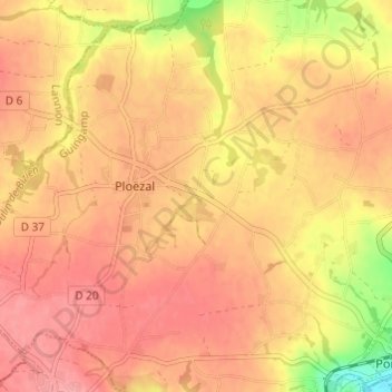 Mapa topográfico Pont Vouden, altitude, relevo