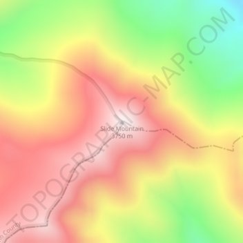 Mapa topográfico Slide Mountain, altitude, relevo