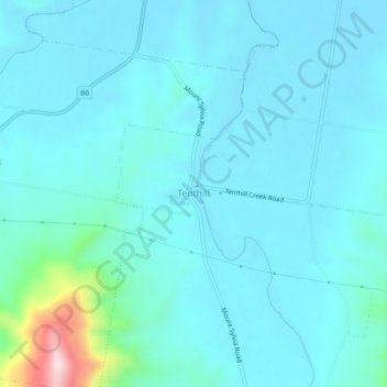 Mapa topográfico Tenthill, altitude, relevo