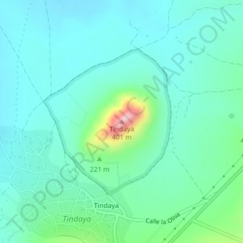 Mapa topográfico Tindaya, altitude, relevo