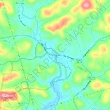Mapa topográfico Cleveland, altitude, relevo