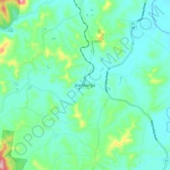 Mapa topográfico Kandanga, altitude, relevo
