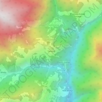 Mapa topográfico Taulung, altitude, relevo