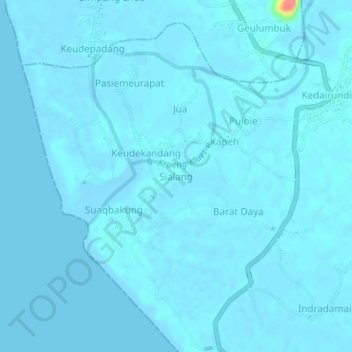 Mapa topográfico Sialang, altitude, relevo