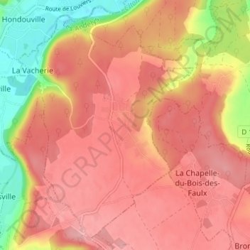 Mapa topográfico Verdun, altitude, relevo