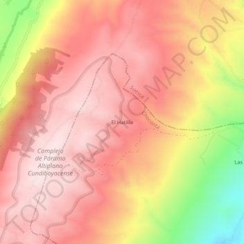 Mapa topográfico El Hatillo, altitude, relevo