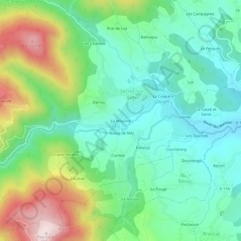 Mapa topográfico La Mouline, altitude, relevo