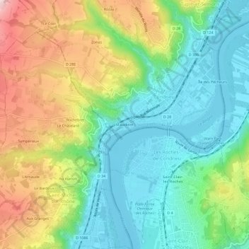 Mapa topográfico Maladière, altitude, relevo