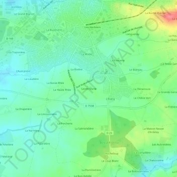 Mapa topográfico Sainte-Marie, altitude, relevo