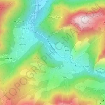 Mapa topográfico Plan Drozin, altitude, relevo