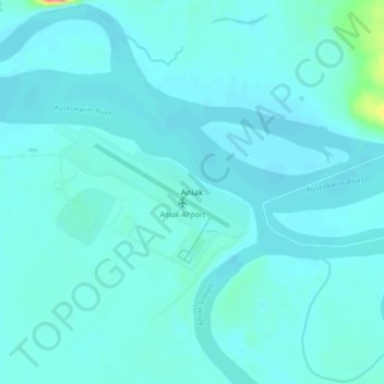 Mapa topográfico Aniak, altitude, relevo