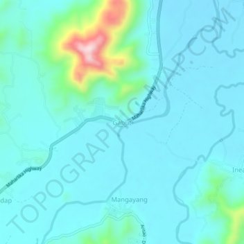 Mapa topográfico Gabut, altitude, relevo