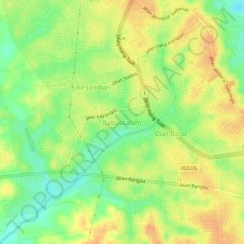 Mapa topográfico Babussalam, altitude, relevo
