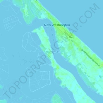 Mapa topográfico Pinamuk-an, altitude, relevo