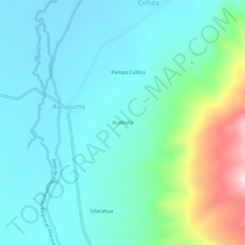 Mapa topográfico Acathuta, altitude, relevo
