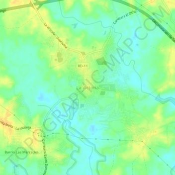 Mapa topográfico La Victoria, altitude, relevo