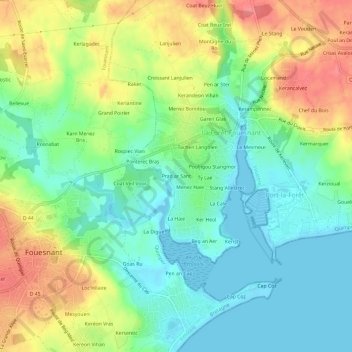 Mapa topográfico Prad ar Sant, altitude, relevo