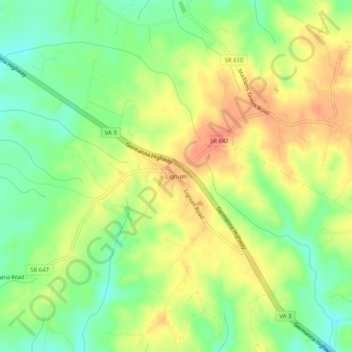 Mapa topográfico Lignum, altitude, relevo