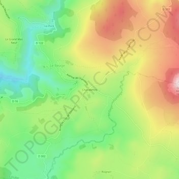 Mapa topográfico Chanalettes, altitude, relevo