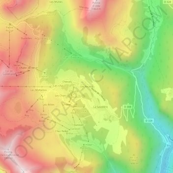 Mapa topográfico Les Reuloz, altitude, relevo
