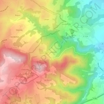 Mapa topográfico Les Ballages, altitude, relevo