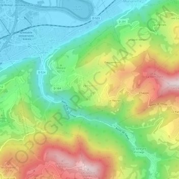 Mapa topográfico Grand Champ, altitude, relevo