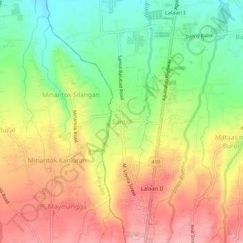 Mapa topográfico Santol, altitude, relevo