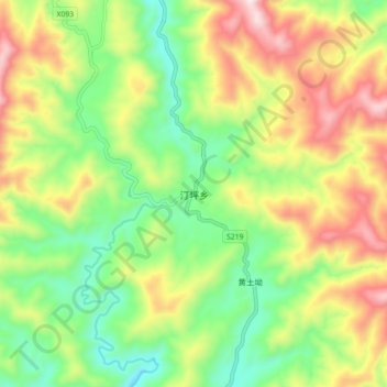 Mapa topográfico 汀坪乡, altitude, relevo