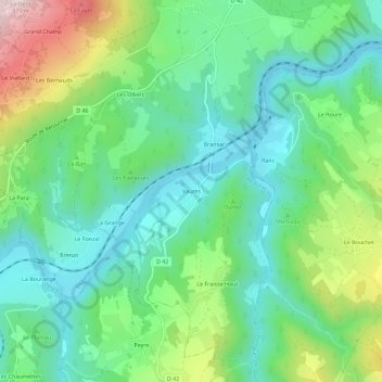 Mapa topográfico Vaures, altitude, relevo