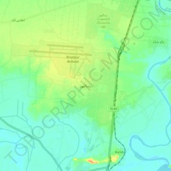Mapa topográfico Risalpur, altitude, relevo